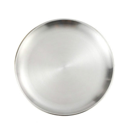 Stainless Steel Thickened Round Plate Cafe Tray Fruit Cake Plate Bone Plate Dish Shallow Plate, 14cm Brushed Matte Silver, 17cm Brushed Matte Silver, 20cm Brushed Matte Silver, 23cm Brushed Matte Silver, 26cm Brushed Matte Silver                       ...