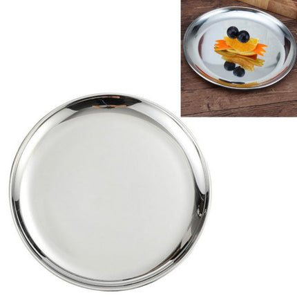 Stainless Steel Thickened Round Plate Cafe Tray Fruit Cake Plate Bone Plate Dish Shallow Plate, 14cm Brushed Matte Silver, 17cm Brushed Matte Silver, 20cm Brushed Matte Silver, 23cm Brushed Matte Silver, 26cm Brushed Matte Silver                       ...