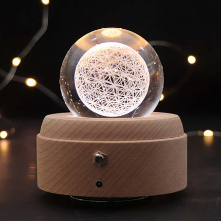 Girl Bedside Lamp Crystal Ball Wooden Base Music Box Charging Glow Rotating Night Light, Random Music, Ballet, Castle, Unicorn, Flying Pig, Dogs, Drawing Girl, Whale, Deer, Deer Head, Cat, Mermaid, Dandelion, Balloon Bear, Christmas Tree, Double Pig   ...