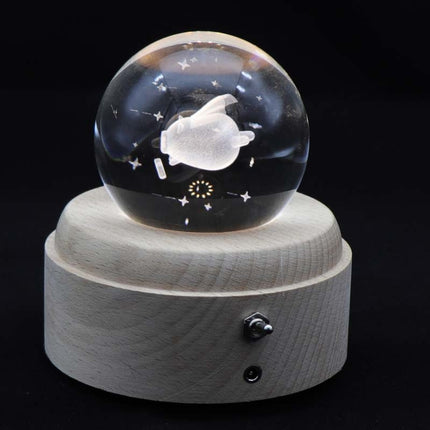 Girl Bedside Lamp Crystal Ball Wooden Base Music Box Charging Glow Rotating Night Light, Random Music, Ballet, Castle, Unicorn, Flying Pig, Dogs, Drawing Girl, Whale, Deer, Deer Head, Cat, Mermaid, Dandelion, Balloon Bear, Christmas Tree, Double Pig   ...