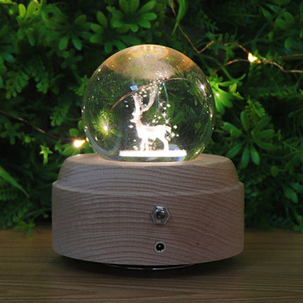 Girl Bedside Lamp Crystal Ball Wooden Base Music Box Charging Glow Rotating Night Light, Random Music, Ballet, Castle, Unicorn, Flying Pig, Dogs, Drawing Girl, Whale, Deer, Deer Head, Cat, Mermaid, Dandelion, Balloon Bear, Christmas Tree, Double Pig   ...