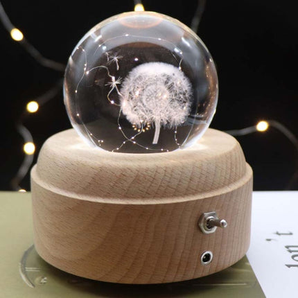 Girl Bedside Lamp Crystal Ball Wooden Base Music Box Charging Glow Rotating Night Light, Random Music, Ballet, Castle, Unicorn, Flying Pig, Dogs, Drawing Girl, Whale, Deer, Deer Head, Cat, Mermaid, Dandelion, Balloon Bear, Christmas Tree, Double Pig   ...