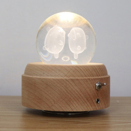 Girl Bedside Lamp Crystal Ball Wooden Base Music Box Charging Glow Rotating Night Light, Random Music, Ballet, Castle, Unicorn, Flying Pig, Dogs, Drawing Girl, Whale, Deer, Deer Head, Cat, Mermaid, Dandelion, Balloon Bear, Christmas Tree, Double Pig   ...