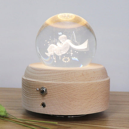 Girl Bedside Lamp Crystal Ball Wooden Base Music Box Charging Glow Rotating Night Light, Random Music, Ballet, Castle, Unicorn, Flying Pig, Dogs, Drawing Girl, Whale, Deer, Deer Head, Cat, Mermaid, Dandelion, Balloon Bear, Christmas Tree, Double Pig   ...