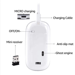 iMICE  E-1300 4 Keys 1600DPI Luminous Wireless Silent Desktop Notebook Mini Mouse, Charging Luminous Edition, Dual-modes Luminous Edition