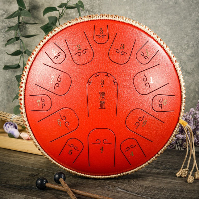 15-Tone Ethereal Drum 14-Inch Steel Tongue Drum Hollow Drum Sanskrit Drummer Disc, Red, Black, Golden, Purple, Navy Blue, Blue