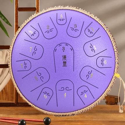 15-Tone Ethereal Drum 14-Inch Steel Tongue Drum Hollow Drum Sanskrit Drummer Disc, Red, Black, Golden, Purple, Navy Blue, Blue