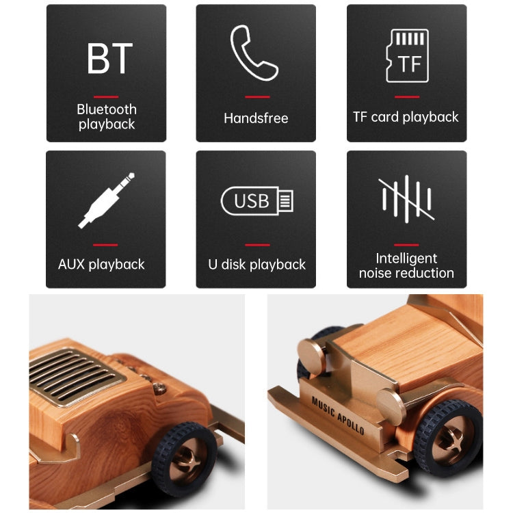 AS60 Retro Car Shape Wooden Subwoofer Mini Wireless Bluetooth Speaker, Dark Wood, Light Wood