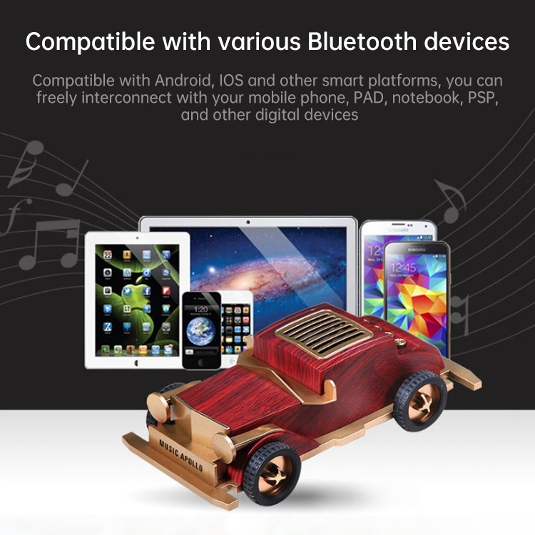 AS60 Retro Car Shape Wooden Subwoofer Mini Wireless Bluetooth Speaker, Dark Wood, Light Wood