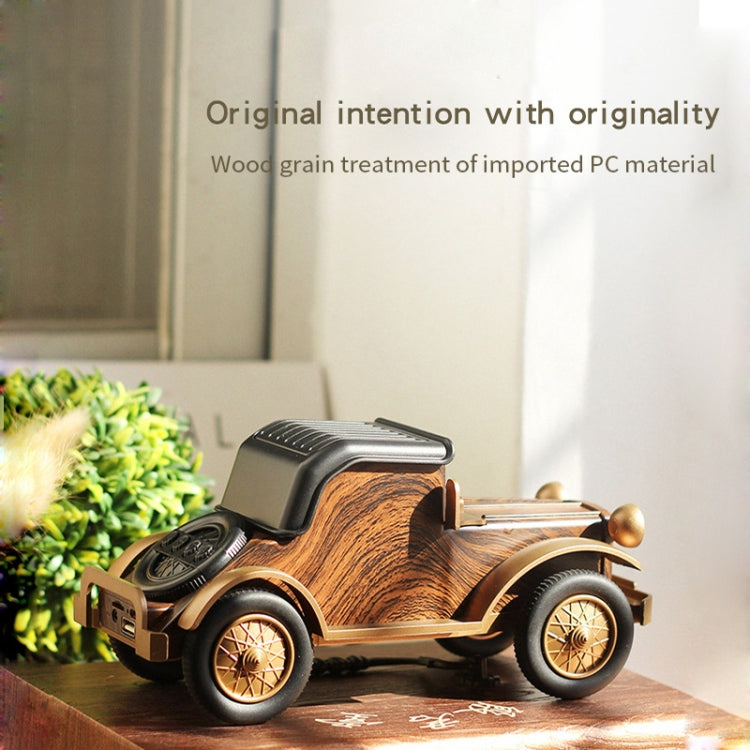 A9 Retro Wood Grain Classic Car Shape Wireless Bluetooth Speaker Subwoofer Radio Portable Mobile Phone Stand Mini Speaker