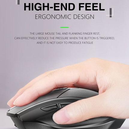 Inphic A1 6 Keys 1000/1200/1600 DPI Home Gaming Wireless Mechanical Mouse, Colour: Gray Wireless+Bluetooth 4.0+Bluetooth 5.0, Black Wireless Charging Silent Version, Gray Wireless Charging Silent Version, Gray Wireless+Bluetooth 4.0+Bluetooth 5.0      ...