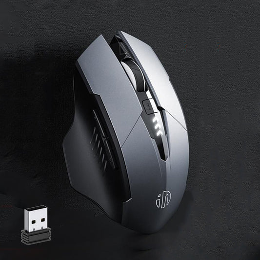 Inphic A1 6 Keys 1000/1200/1600 DPI Home Gaming Wireless Mechanical Mouse, Colour: Gray Wireless+Bluetooth 4.0+Bluetooth 5.0, Gray Wireless+Bluetooth 4.0+Bluetooth 5.0, Black Wireless+Bluetooth 4.0+Bluetooth 5.0, Black Wireless Charging Silent Version�...