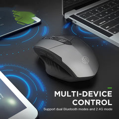 Inphic A1 6 Keys 1000/1200/1600 DPI Home Gaming Wireless Mechanical Mouse, Colour: Gray Wireless+Bluetooth 4.0+Bluetooth 5.0, Gray Wireless+Bluetooth 4.0+Bluetooth 5.0, Black Wireless+Bluetooth 4.0+Bluetooth 5.0, Black Wireless Charging Silent Version�...