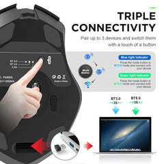 Inphic A1 6 Keys 1000/1200/1600 DPI Home Gaming Wireless Mechanical Mouse, Colour: Gray Wireless+Bluetooth 4.0+Bluetooth 5.0, Gray Wireless+Bluetooth 4.0+Bluetooth 5.0, Black Wireless+Bluetooth 4.0+Bluetooth 5.0, Black Wireless Charging Silent Version�...