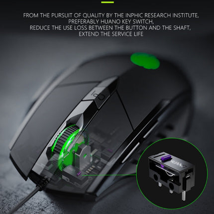 Inphic PW1 Game Mute Macro Definition Illuminated Wired Mouse, Cable Length: 1.5m, Mute Titanium Gray Game Version, Mute Black Business Version, Mute Black Game Version