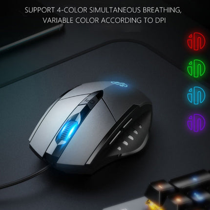 Inphic PW1 Game Mute Macro Definition Illuminated Wired Mouse, Cable Length: 1.5m, Mute Titanium Gray Game Version, Mute Black Business Version, Mute Black Game Version