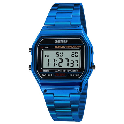 SKMEI 1123 Men Business Lightweight Watch Waterproof Steel Band Electronic Watch, Blue, Rose Gold, Coffee Gold
