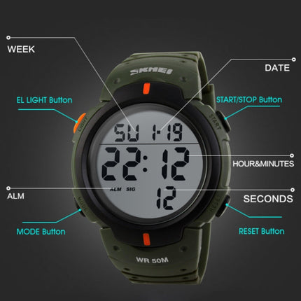 SKMEI 1068 Men Waterproof Outdoor Sports Digital Watch Student Fashion Watch