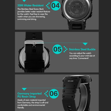 SKMEI 1068 Men Waterproof Outdoor Sports Digital Watch Student Fashion Watch