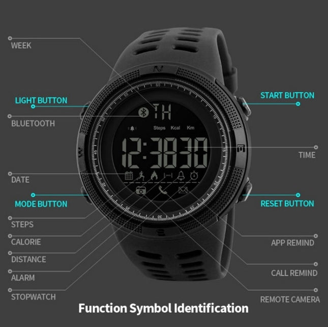 SKMEI 1250 Men Outdoor Waterproof Sports Digital Watch Multi-Function Watch, Black, Coffee/Gold, Gold/Red