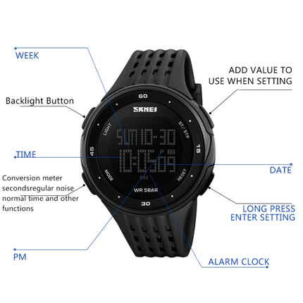 SKMEI 1219 Men Multi-Function Electronic Watch Outdoor Sports Watch