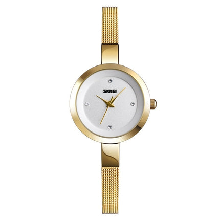 SKMEI 1390 Ladies Business Casual Watch Steel Band Lightweight Quartz Watch, Rose Gold, Golden, Silver