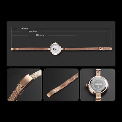 SKMEI 1390 Ladies Business Casual Watch Steel Band Lightweight Quartz Watch, Rose Gold, Golden, Silver