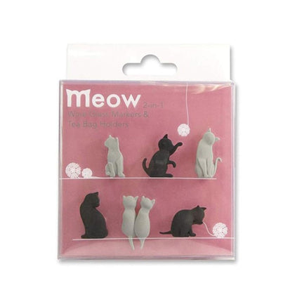 6pcs / Set Cat Drinks Wine Glass Marker Recognizer Tea Bag Hanging