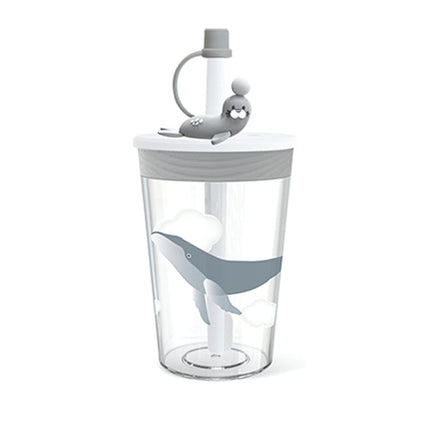 Children Cartoon Marine Animal Straw Drinking Cup Safe And Environmentally Friendly Plastic Drinking Cup, Navy Blue, Light Blue, Pink, Light Grey