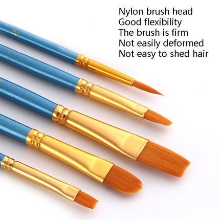 ZHU TING 10 in 1 Pearl Rod Nylon Hair Combination Brush Oil Paint Brush, Blue Rods, Purple Rods, Black Rods