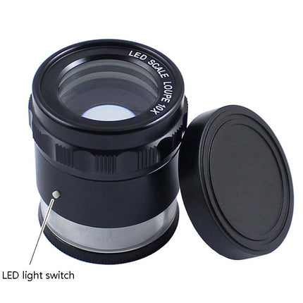 8 LED Lights 3 Groups Of Optical Glass HD With Scale 10 Times Magnifying Glass, Complex Scale Board, Cross Scale Board