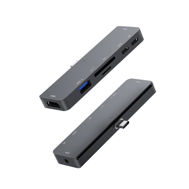 300A 7 in 1 USB3.0x1 + HDMIx1 + PD Portx1 + Type-Cx1 + SD/TF + 3.5mm Portx1 Multifunctional Extension HUB Adapter for iPad Pro