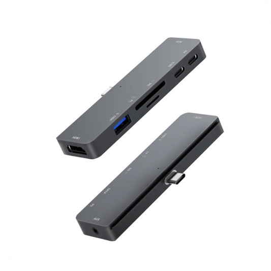 300A 7 in 1 USB3.0x1 + HDMIx1 + PD Portx1 + Type-Cx1 + SD/TF + 3.5mm Portx1 Multifunctional Extension HUB Adapter for iPad Pro