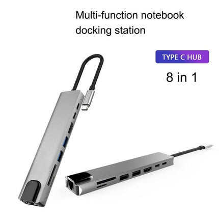 WC7367 8 in 1 87W Type-C to PD+USB3.0/USB2.0+SD+TF+HDMI+RJ45+Type-c Docking Station HUB, WC7367