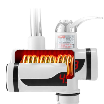 Kitchen Instant Electric Hot Water Faucet Hot & Cold Water Heater EU Plug, Lamp Display Lower Water Inlet, Lamp Display Side Water Inlet, Lamp Display Leakage Protection Lower Water Inlet, Lamp Shows Leakage Protection Side Water Inlet�����������������...