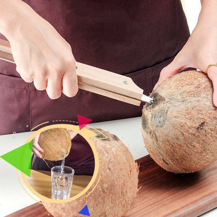 Multifunctional Stainless Steel Coconut Shell Opener With Wooden Handle Coconut Meat Knife Kitchen Gadgets