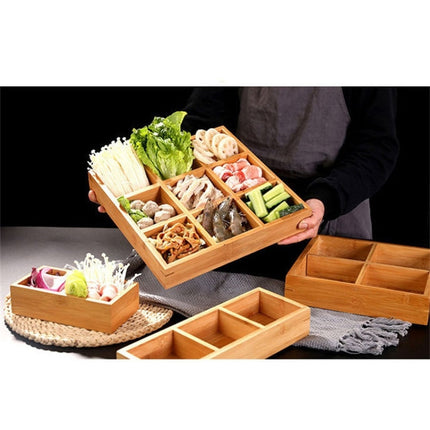 Hot Pot Bamboo Plate Compartmental Platter Vegetable Wood Tray Set, Large Nine Grid Plate, Six Grid Plate, Large Four Grid Bamboo Plate, Medium Four Grid Bamboo Plate, Small Four Grid Bamboo Plate, Three Grid Bamboo Plate, Two Grid Plate���������������...