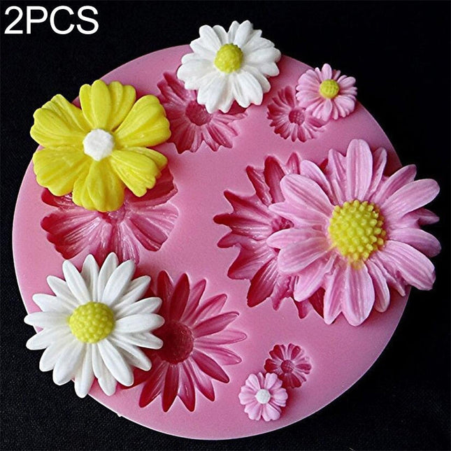 2 PCS 3D Flower Silicone Molds Fondant Craft Cake Candy Chocolate Ice Pastry Baking Tool, 3D Flower Shape