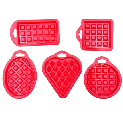 5 in 1 Food Grade Silicone Waffle Mold Kitchen Cake Set Baking Supplies, Red, Green, Beige, Pink