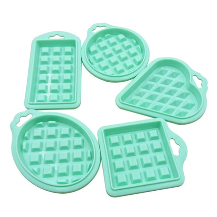 5 in 1 Food Grade Silicone Waffle Mold Kitchen Cake Set Baking Supplies, Red, Green, Beige, Pink