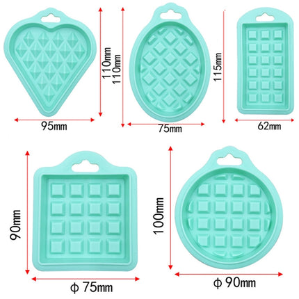 5 in 1 Food Grade Silicone Waffle Mold Kitchen Cake Set Baking Supplies, Red, Green, Beige, Pink