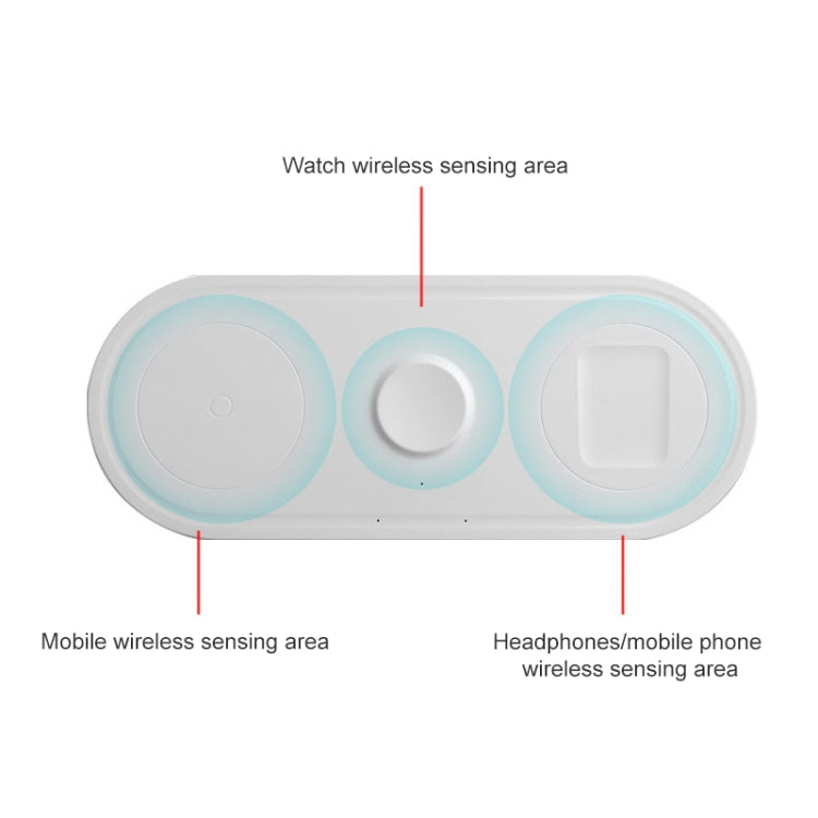 KT-W50A8 3 in 1 10W Multi-Function Bracket Wireless Charger for iPhones / iWatch / AirPods