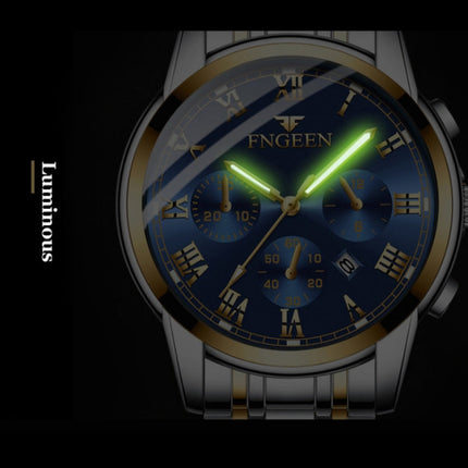 FNGEEN 4006 Men Automatic Mechanical Watch Waterproof Quartz Watch, Gold Blue Surface, Gold Black Surface, Gold White Surface, White Steel White Surface, White Steel Black Surface, White Steel Blue Surface, Black Steel Black Surface                    ...
