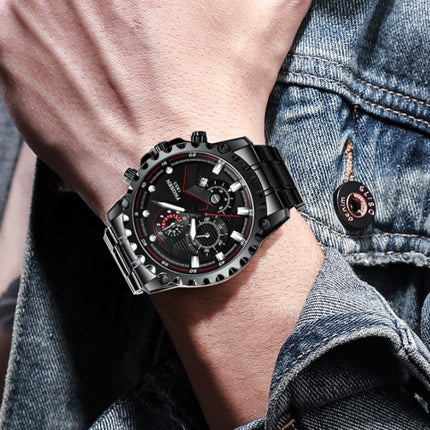 FNGEEN 5055 Men Waterproof Sports Fashion Stainless Steel Watch, Black Steel Black Surface, White Steel Black Surface, White Steel White Surface, Black Leather Black Steel Black Surface, Black Leather White Steel Black Surface��������������������������...