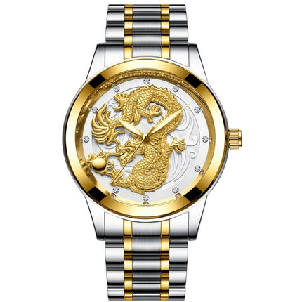 FNGEEN S666 Waterproof Luminous Non-Mechanical Watch Quartz Ultra-Thin Dragon Or Phoenix Pattern Couple Watch, Full Gold Gold Surface, Full Gold Black Surface, FullGold White Surface, Between Gold Gold Surface, Between Gold Black Surface               ...