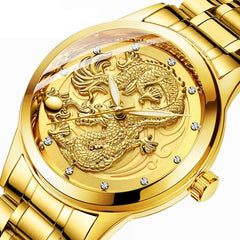 FNGEEN S666 Waterproof Luminous Non-Mechanical Watch Quartz Ultra-Thin Dragon Or Phoenix Pattern Couple Watch