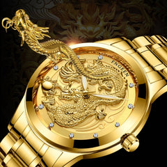 FNGEEN S666 Waterproof Luminous Non-Mechanical Watch Quartz Ultra-Thin Dragon Or Phoenix Pattern Couple Watch