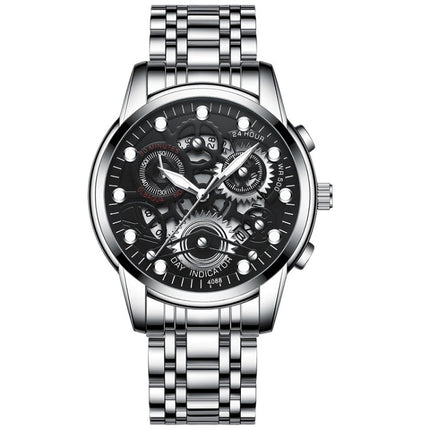 FNGEEN 4088 Men Hollow Quartz Watch Student Waterproof Luminous Watch, Full Gold Gold Surface, Full Gold Black Surface, Black Steel Black Surface White Nails, Black Steel Black Surface Gold Nails, Gold And Gold Surface, Gold Black Surface              ...