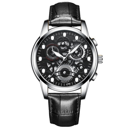 FNGEEN 4088 Men Hollow Quartz Watch Student Waterproof Luminous Watch, Full Gold Gold Surface, Full Gold Black Surface, Black Steel Black Surface White Nails, Black Steel Black Surface Gold Nails, Gold And Gold Surface, Gold Black Surface              ...