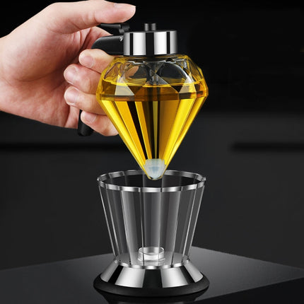 Diamond Oil Can Glass Dustproof Vinegar Oil Bottle One-Click Multi-Purpose Kitchen Seasoning Bottle, Diamond Oil Can